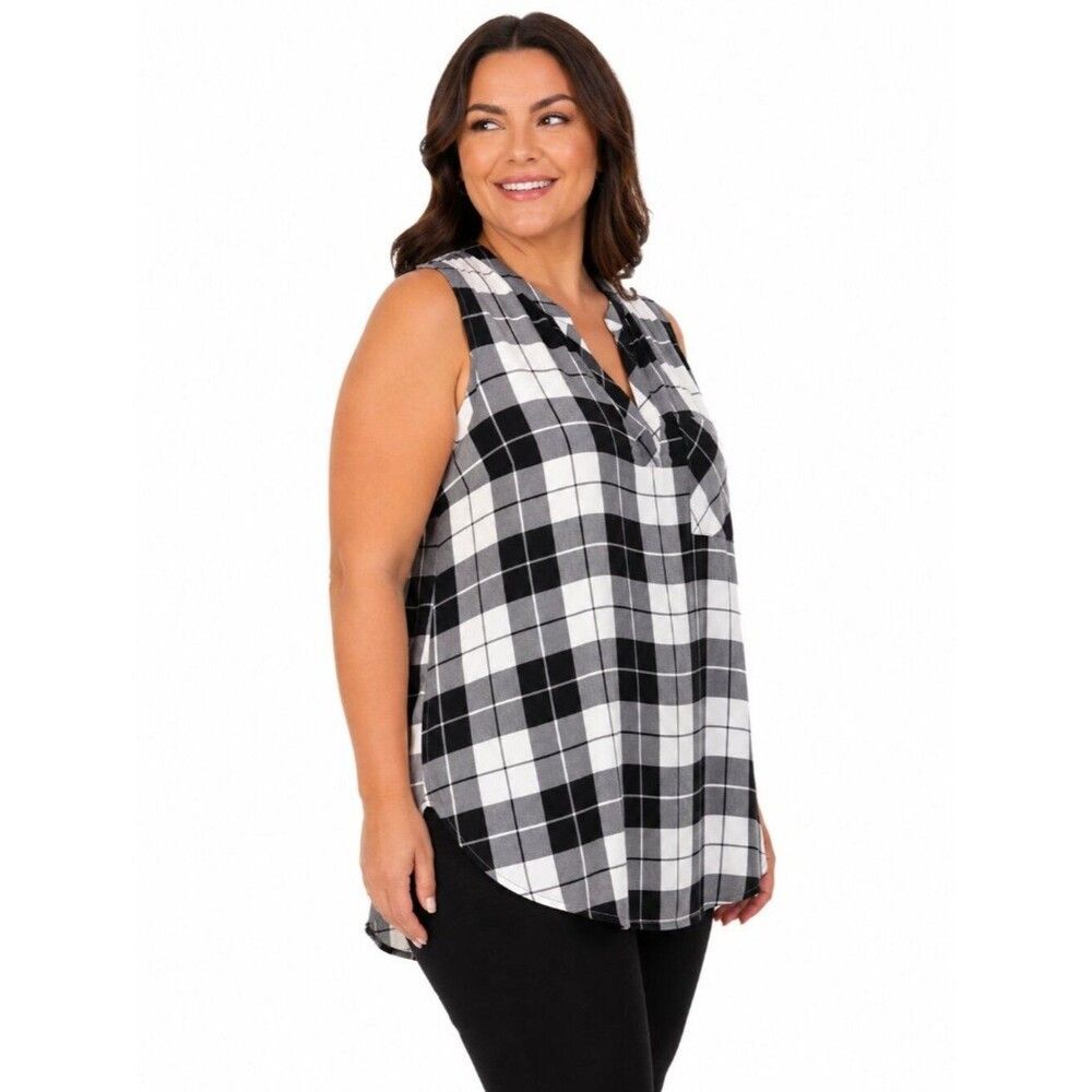 Torrid Buffalo Plaid Tunic Top Size 2 2X Sleeveless LW Flowy